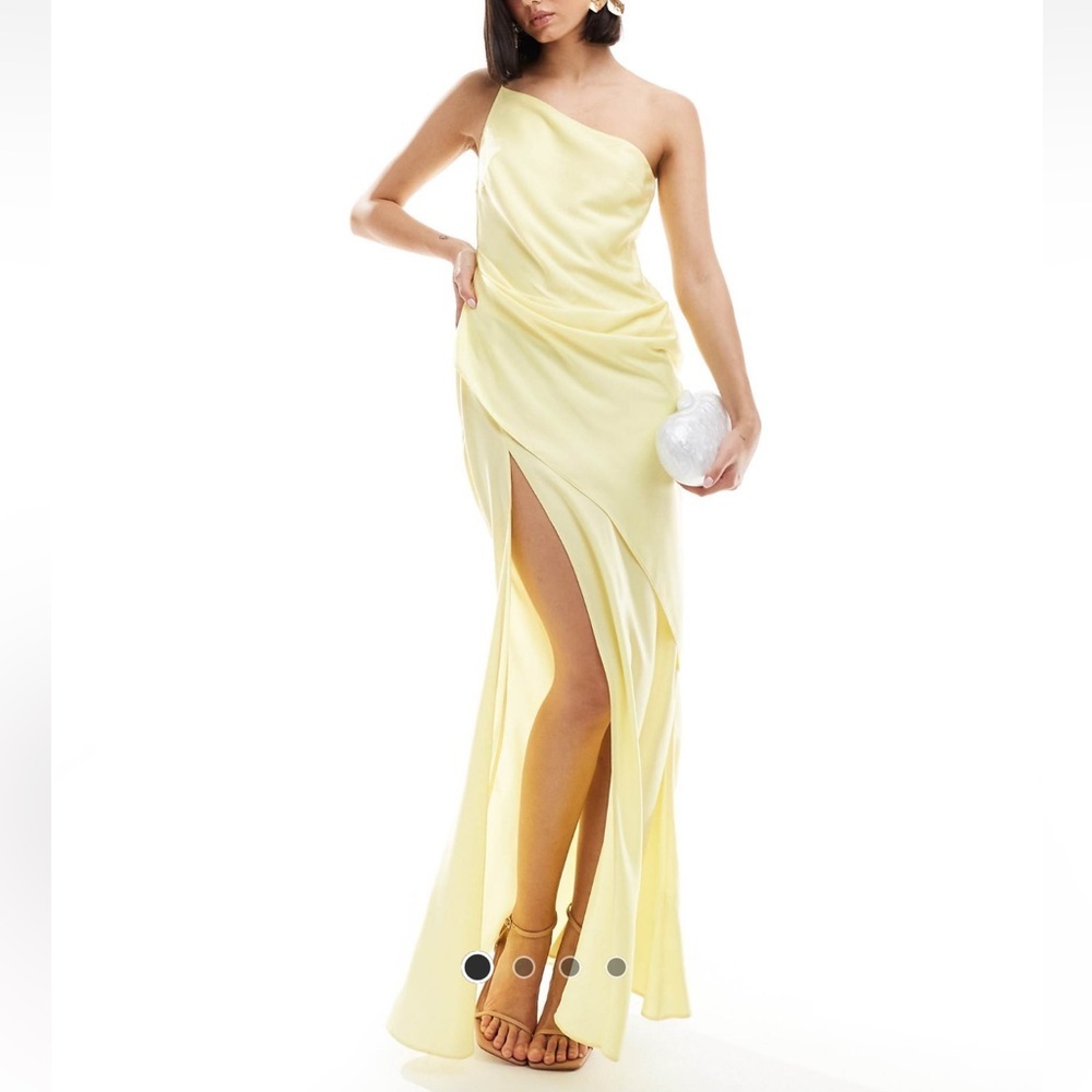 NWT ASOS one shoulder gown Butter yellow 8
